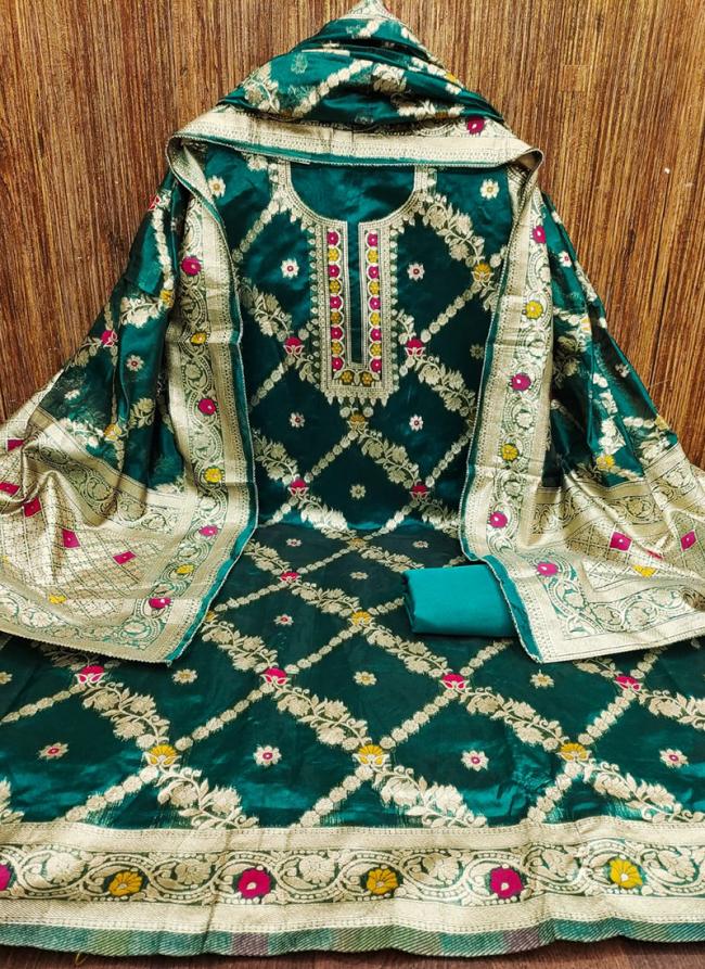 Chanderi Rama Festival Wear Jacquard Dress Material
